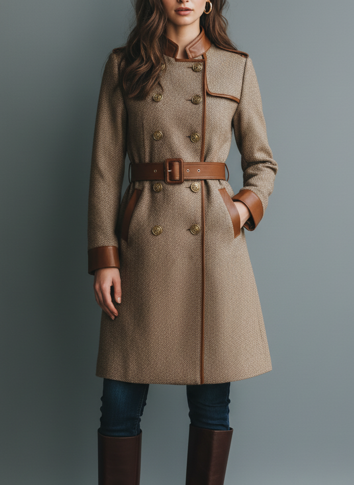 The Heritage Tweed & Leather-Trimmed Trench Coat