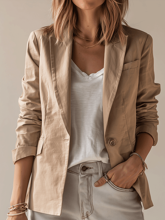 Casual Neutral Khaki Blazer