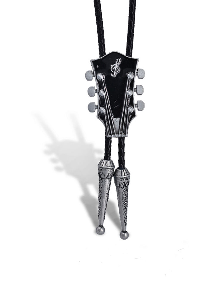 Guitar Instrument Genuine Leather Polo Bow Tie