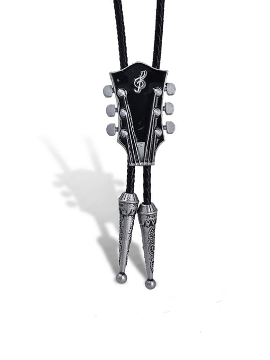 Guitar Instrument Genuine Leather Polo Bow Tie