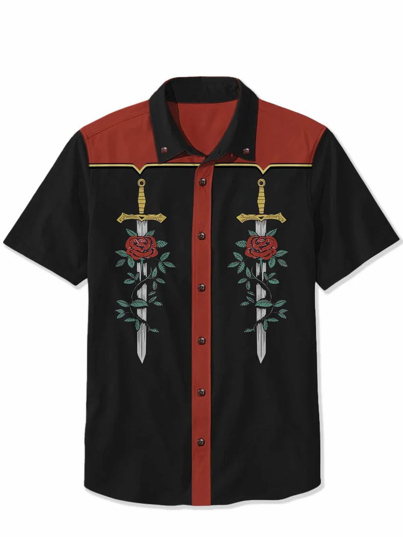 Knight'S Rose And Sword - 100% Cotton Shirt