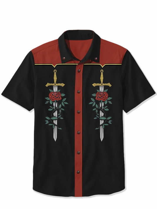 Knight'S Rose And Sword - 100% Cotton Shirt