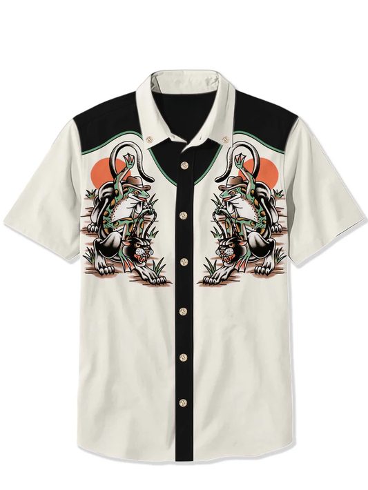 Frog Cowboy Riding A Leopard - 100% Cotton Shirt