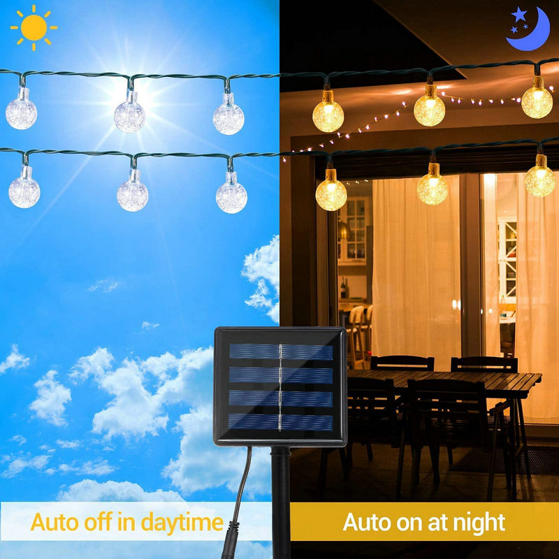 Crystal Balls Solar Lamp Waterproof LED Fairy Lights 8 Modes Outdoor Solar Power Light for Garden Yard Home Party Wedding Decor