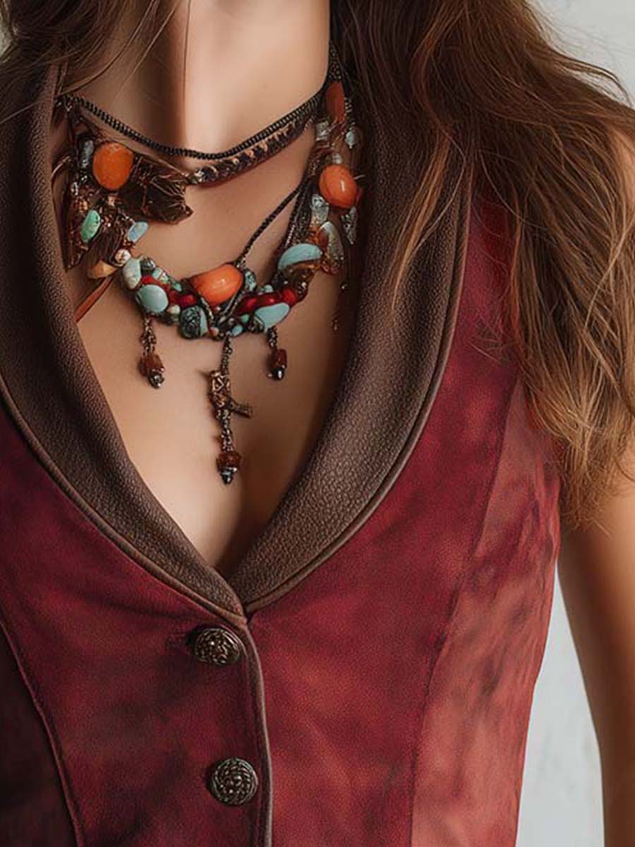 Ruby Micro-Suede Shawl-Collar Button Vest