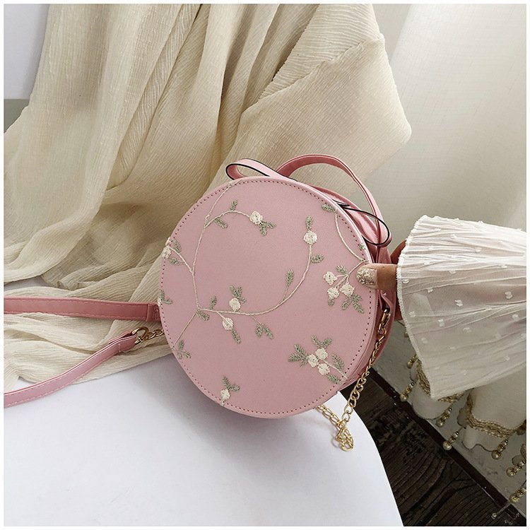 Hot Sale Sweet Lace Round Handbags PU Leather Women Crossbody Bags