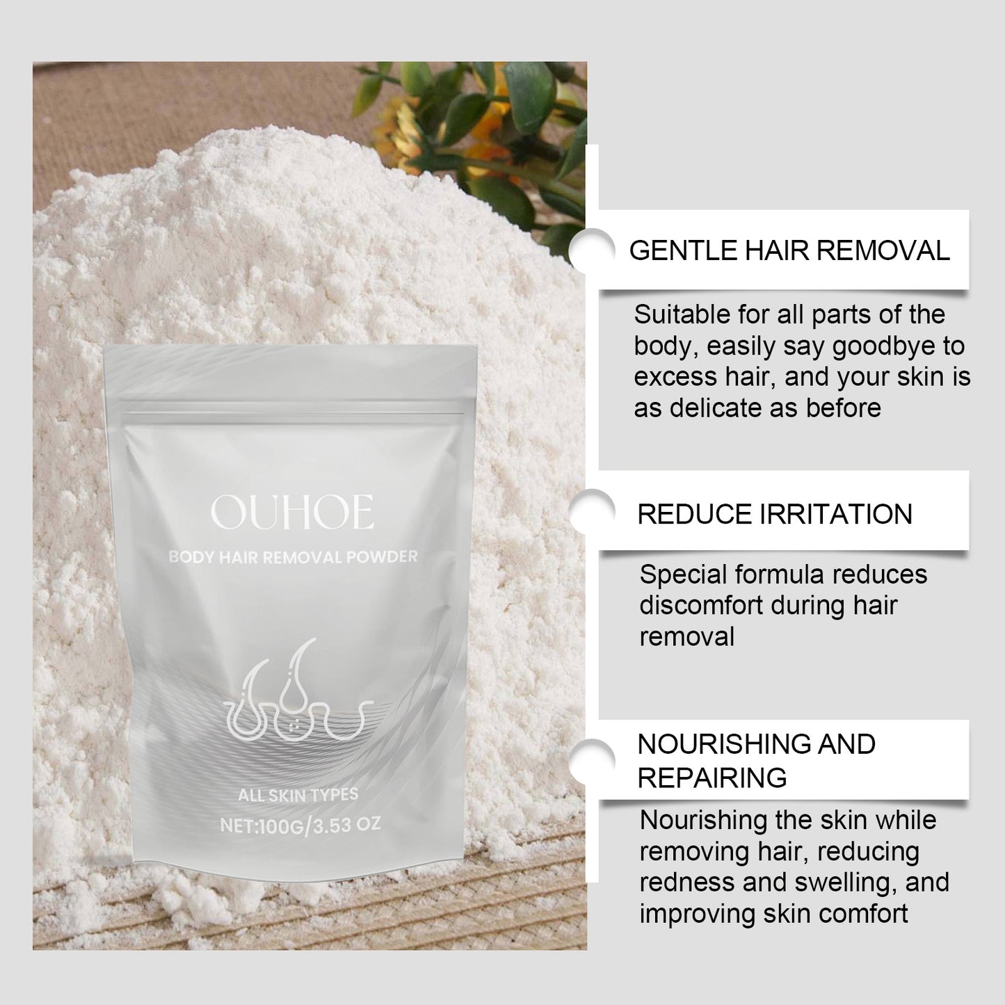 OHOUETM Painless Body Hair Removal Powder(First 100 orders get bath glove FREE)