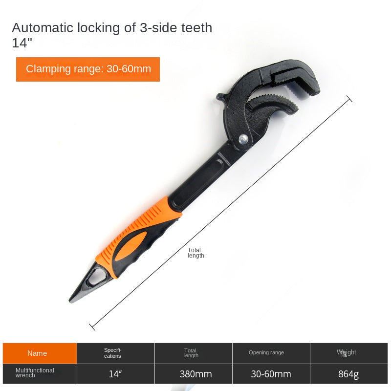 Adjustable wrench tool kit universal mouth tongs hardware of multi-functional bath smacked a full set of large openings