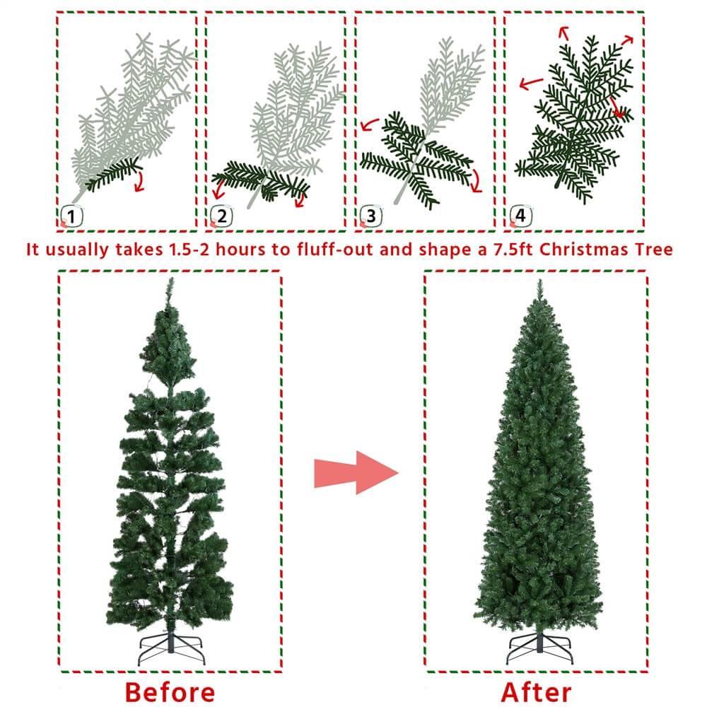 7.5 Ft Pre-lit Pencil Artificial Christmas Tree