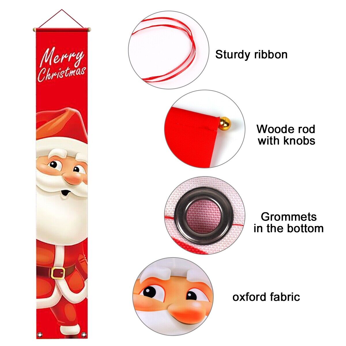 Merry Christmas Snowman Santa Claus Banner Flag