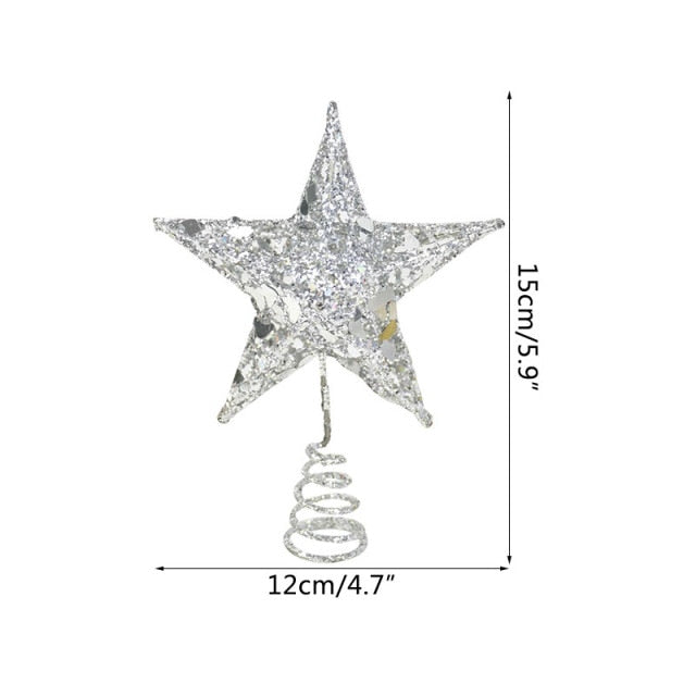 Gold Glitter Christmas Tree Top Iron Star