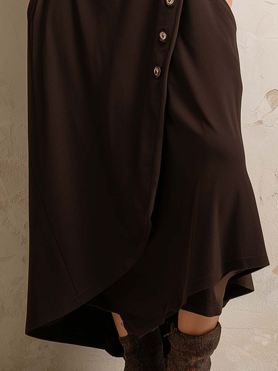 Boho-Inspired Midi Dress With Side Button Placket