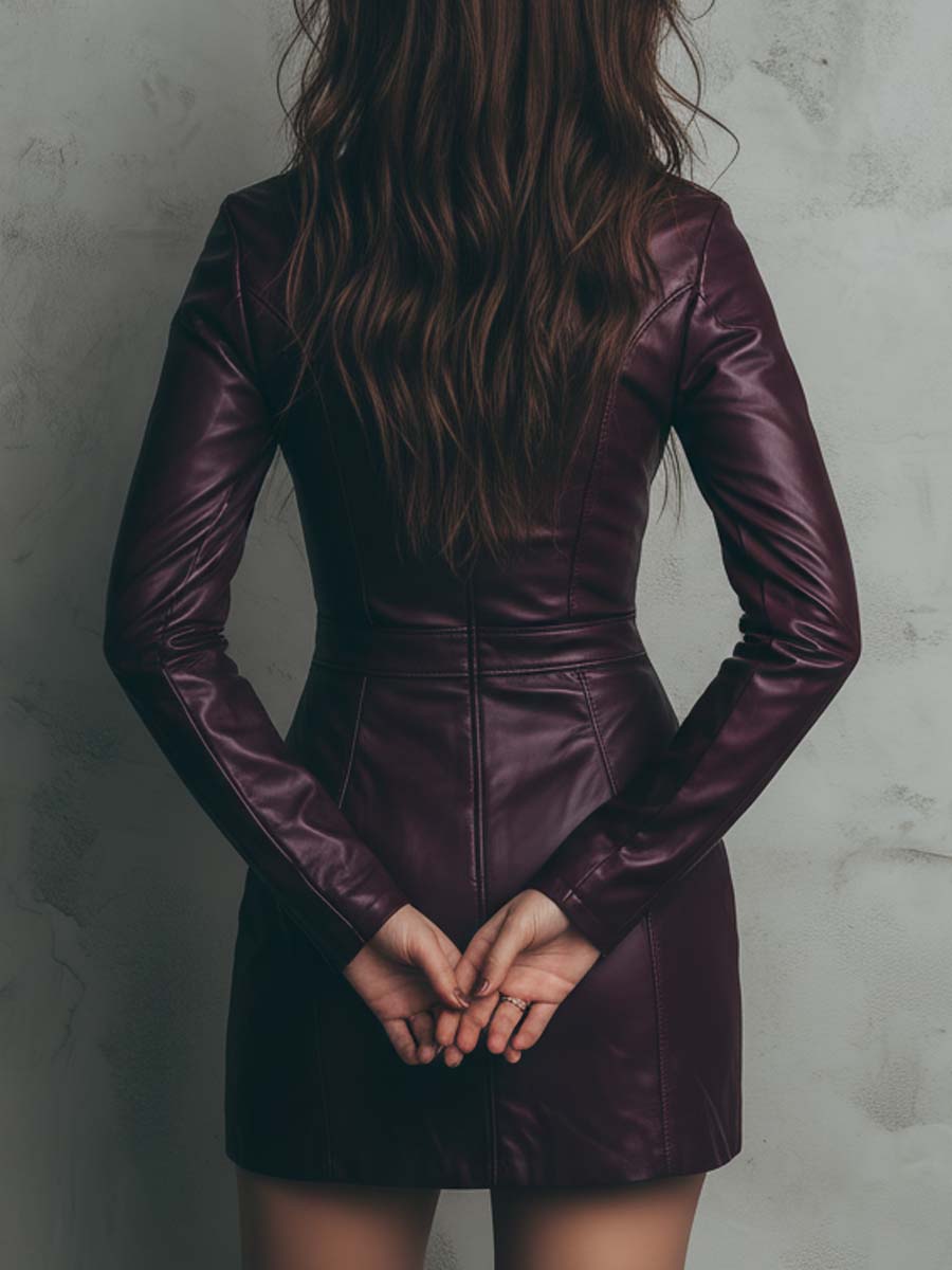 Embroidered Eco-Leather Mini Dress