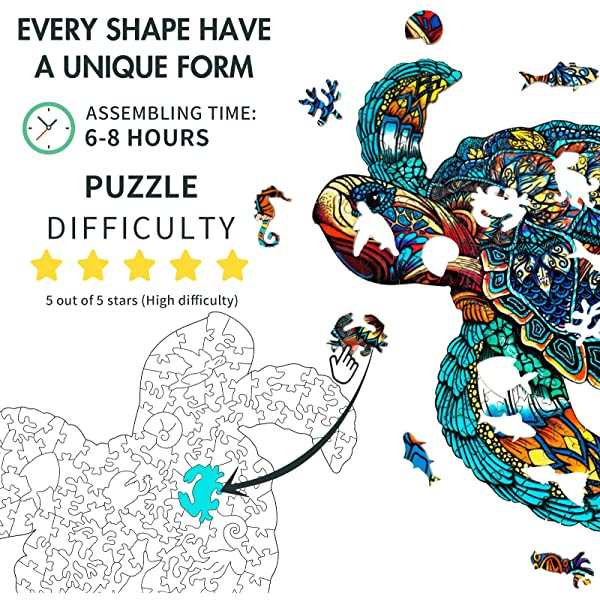 Fun Challenging Wooden Sea Turtle Puzzles Gifts Perfect Family Game