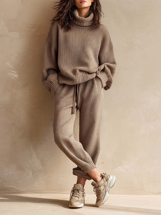 Cozy Knit Turtleneck Sweater And Jogger Set