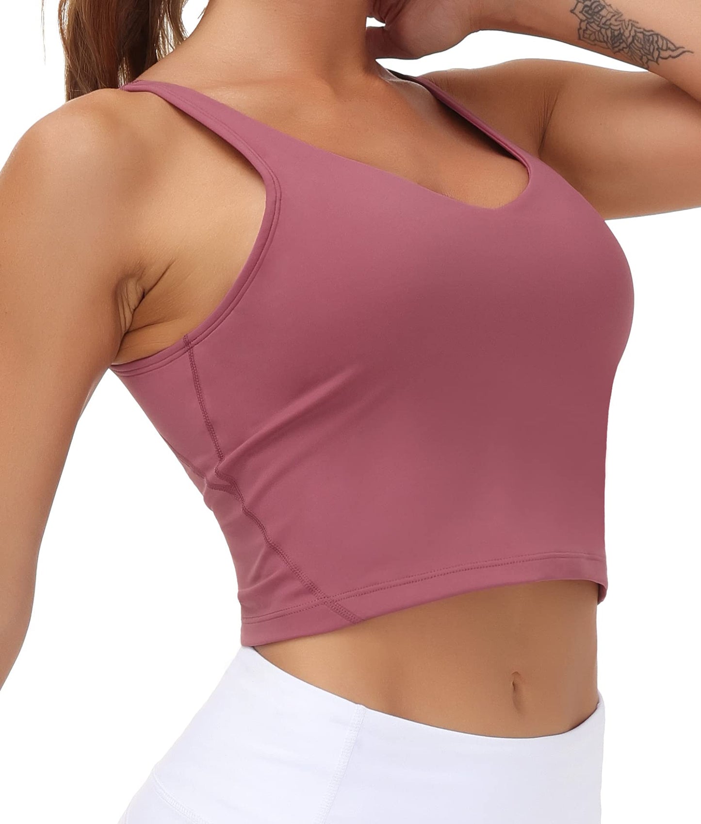 Women’s Longline Sports Bra - Wirefree Padded Support Yoga Bras