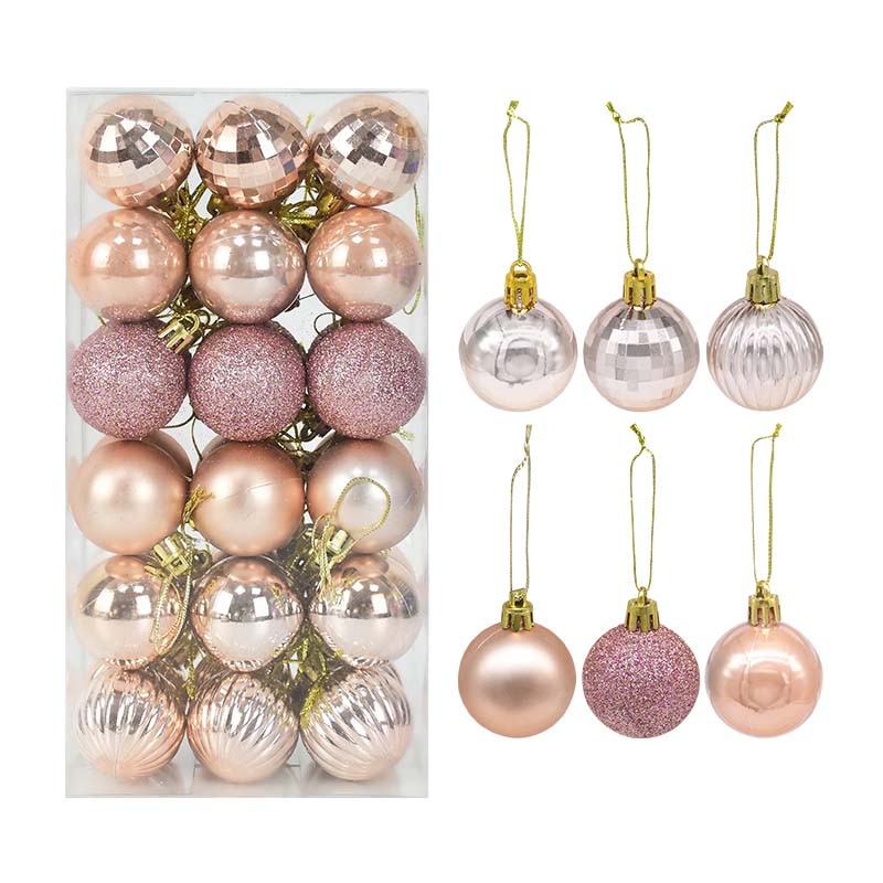 Rose Gold Christmas Ornament 4cm Hang Pendant Ball