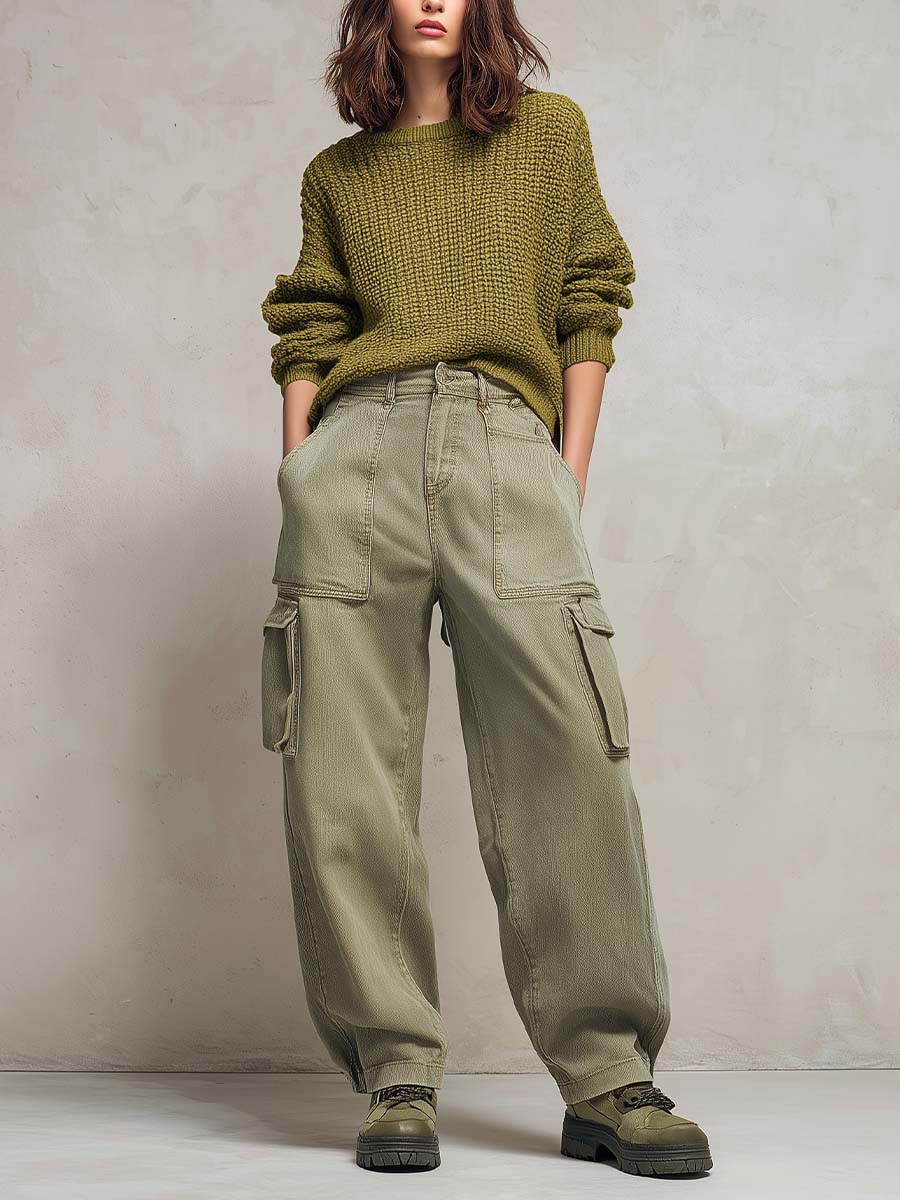 Chunky Knit Olive Green Sweater