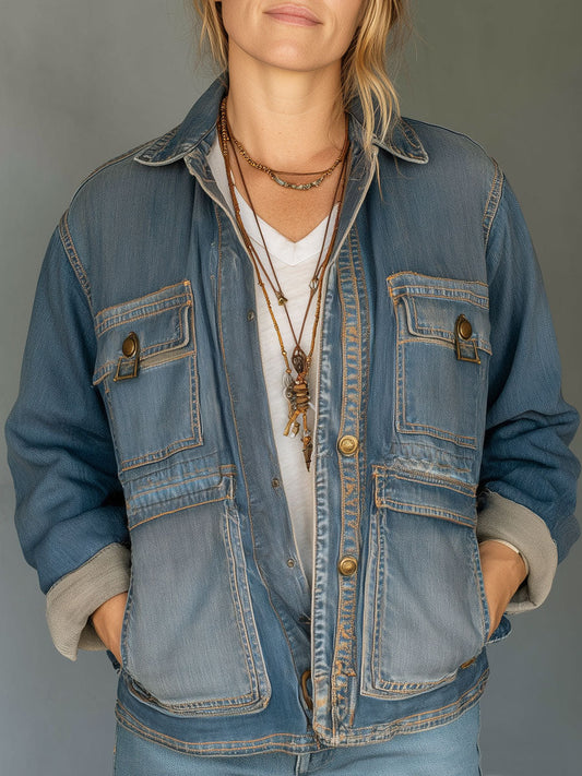 Vintage Washed Cargo Pocket Jacket