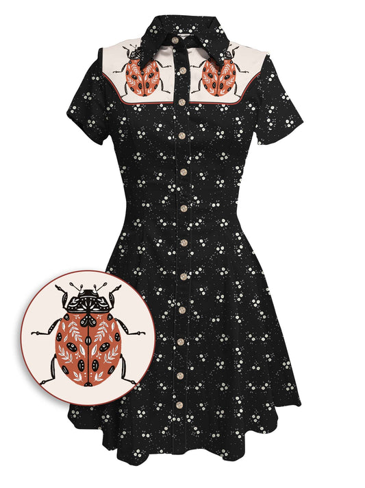 Ladybug And Flower - 100% Cotton Dress