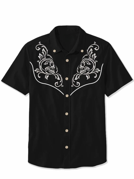Skull And Flower - 100% Cotton Shirt