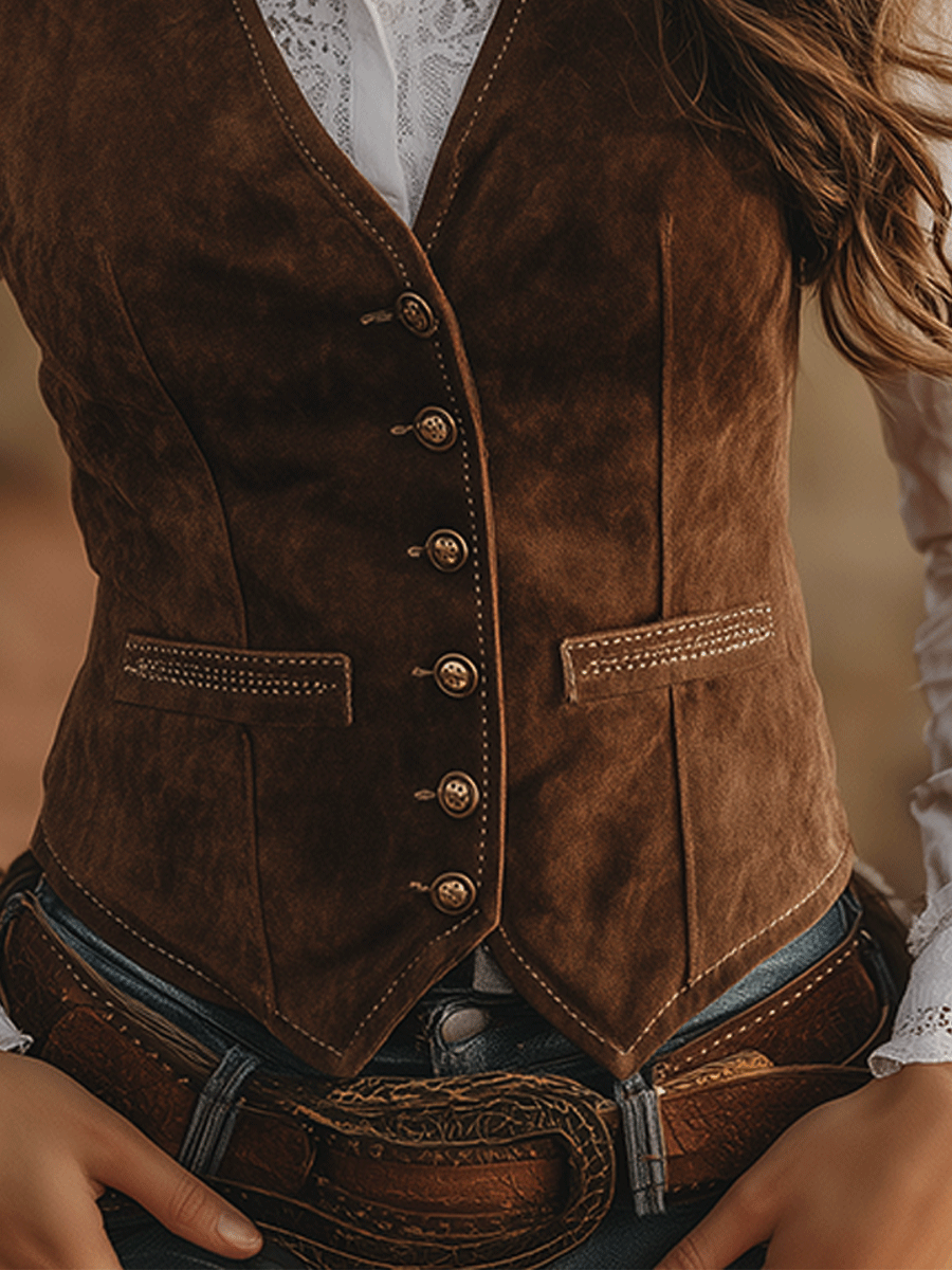 Vintage Brown Faux Suede Vest
