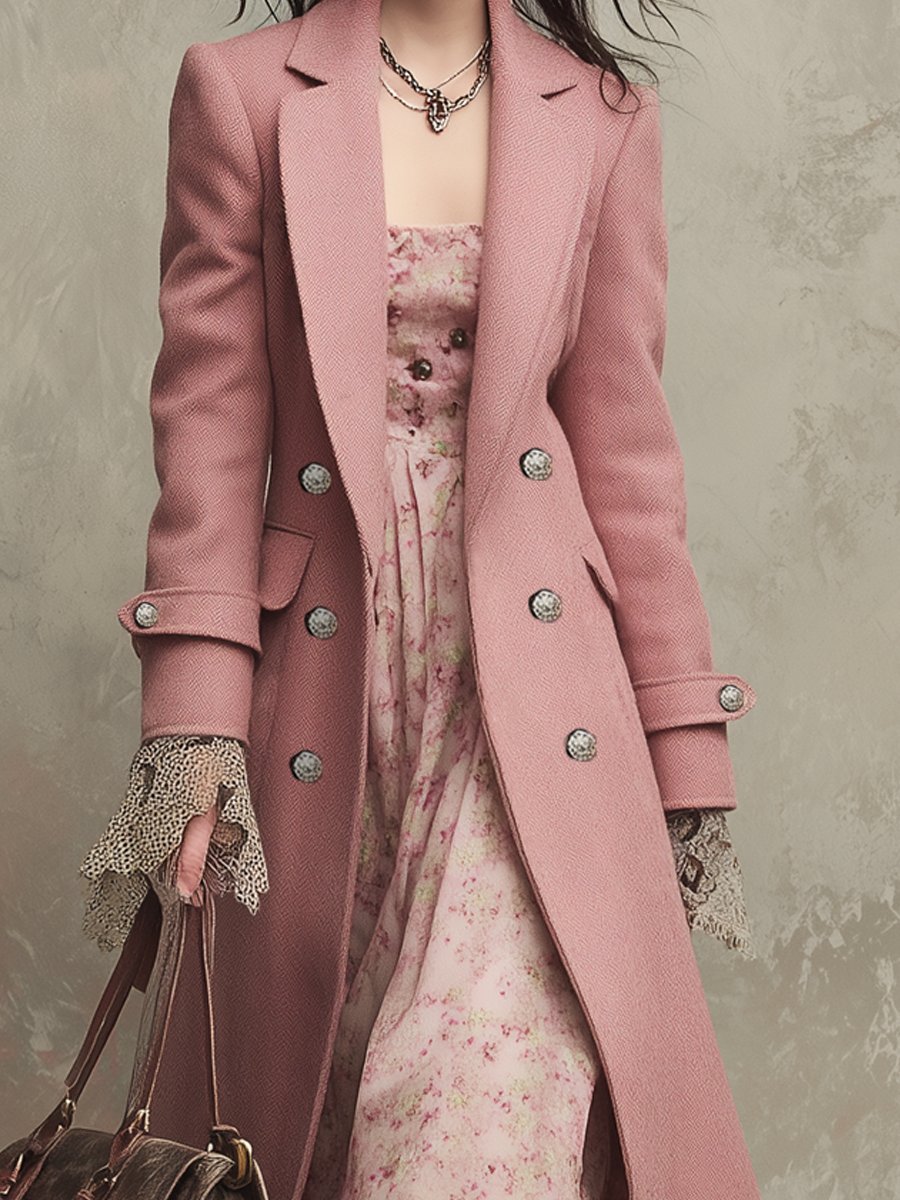 Vintage Double-breasted Wool-blend Coat