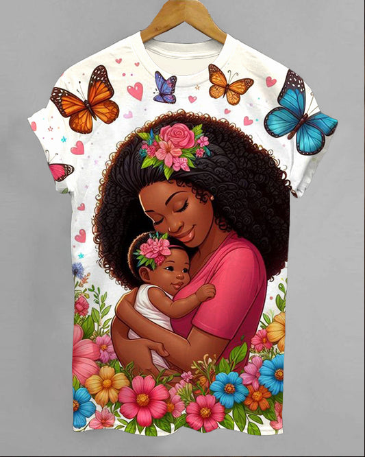 Warm Mother's Day Crew Neck Short Sleeve T-shirt