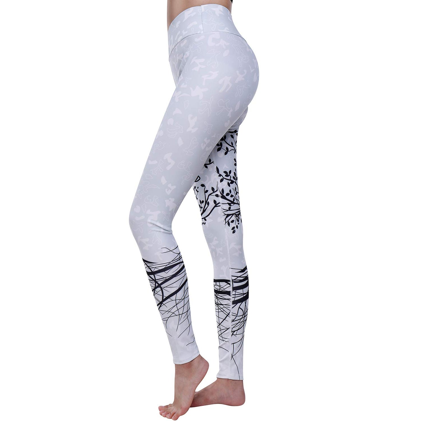 Hight Waisted Printed Leggings - Black Branch & White Branch Style (Buy 3 Free Shipping)