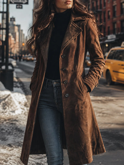 Women's Vintage Suede Trench Coat