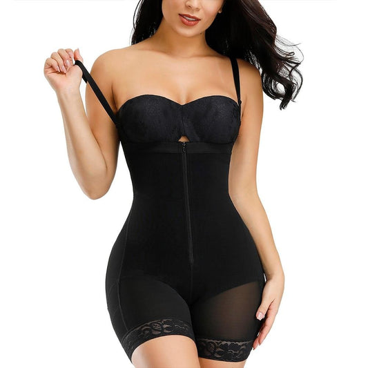 Melissa - Underbust Zip Firm Tummy Control Sheer Leg Body Shaper with Butt Lifter