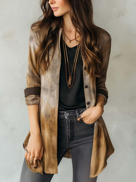 Casual Silhouette Dusty Ombre Dye Soft Long Shirt