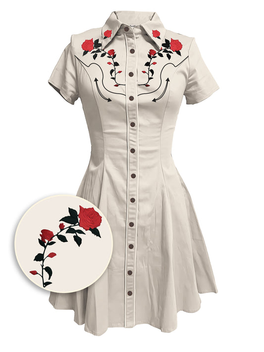 [Embroidery]Rose - 100% Cotton Dress
