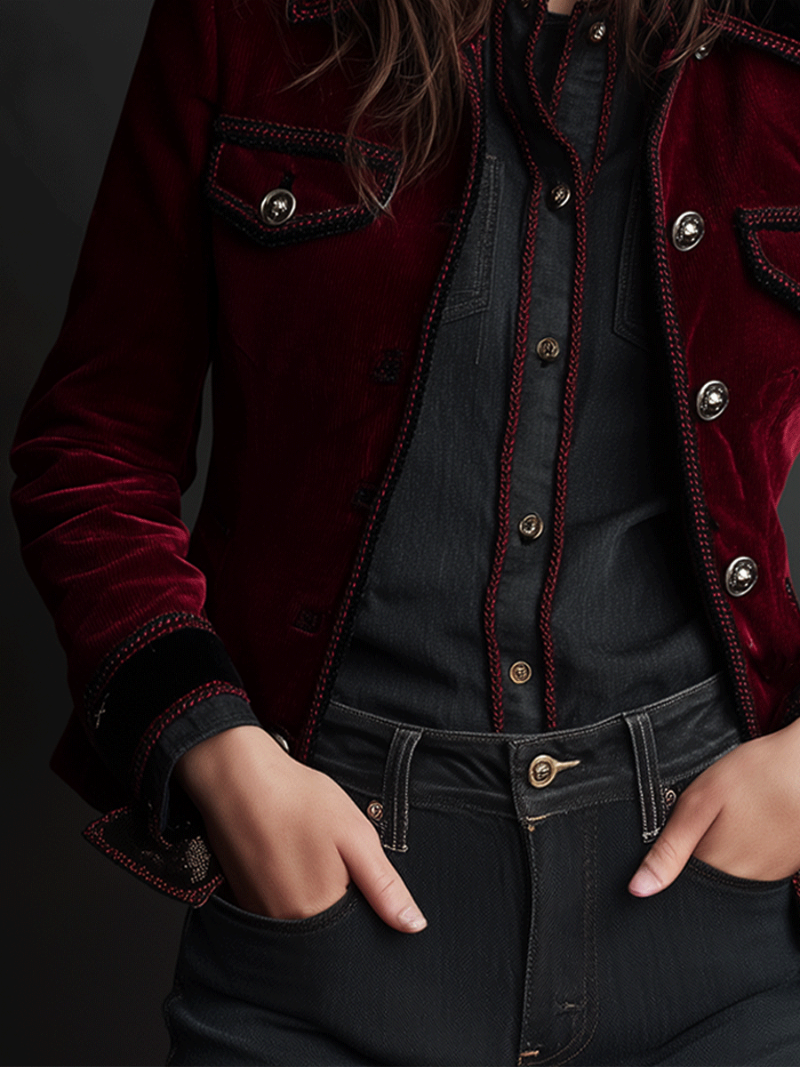 Baroque Contrast-Trimmed Velvet Jacket