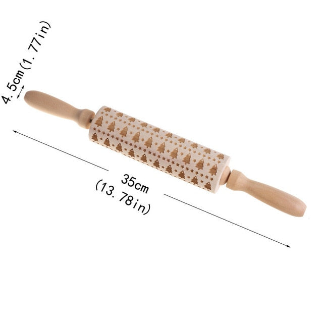 Christmas Wooden Rolling Pin