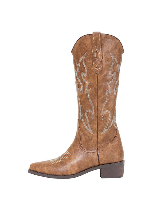 Vintage Embroidered Leather Western Cowboy Boots