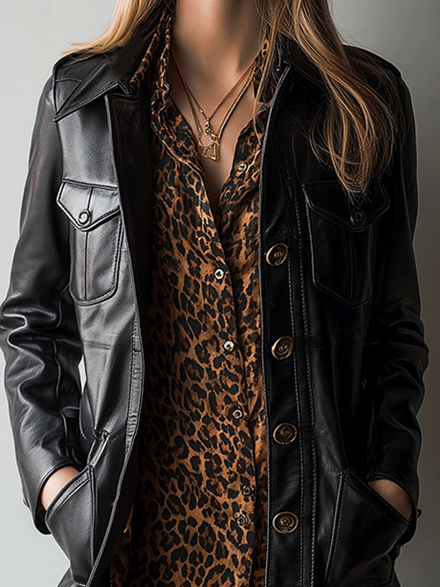 Retro Chic Leather Long Jacket