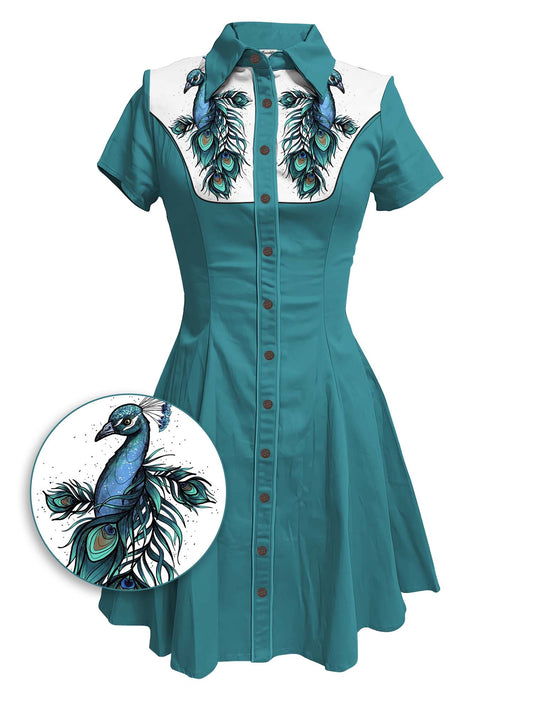 Peacock Feather - 100% Cotton Dress