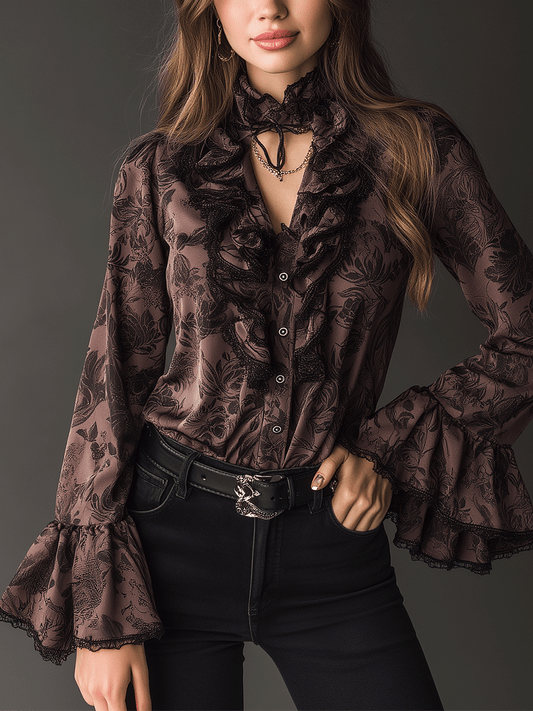 Retro Bohemian Romantic Ruffled Shirt
