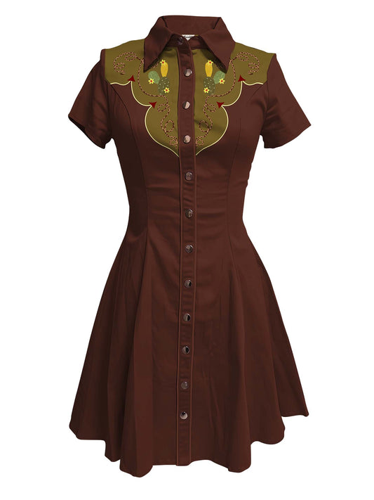 Western Cactus - 100% Cotton Dress