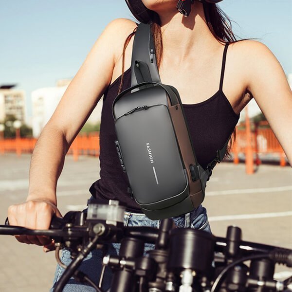 USB Charging Sport Sling  Anti-Theft Shoulder Bag