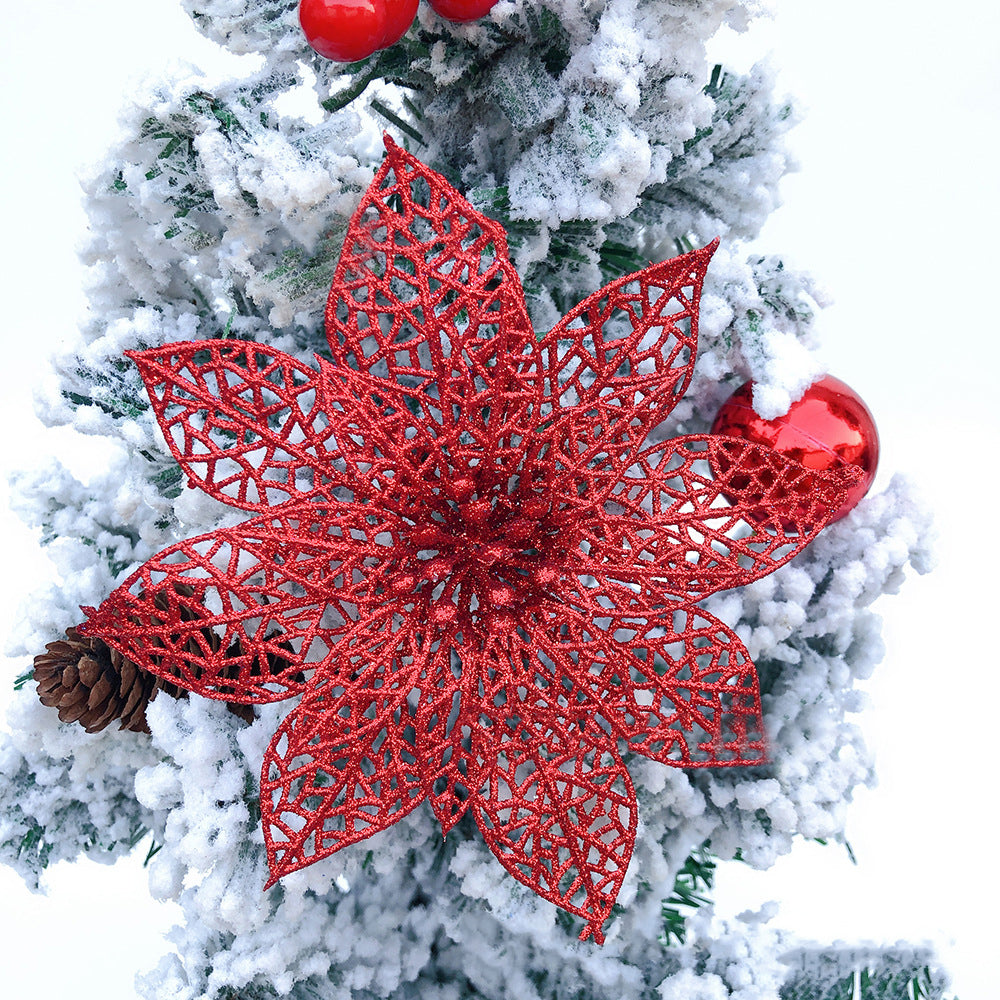 5Pcs Glitter Artifical Christmas Flower Tree Decorations Home