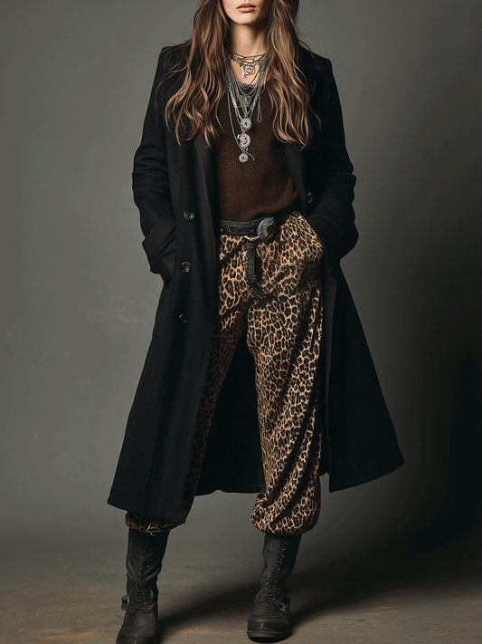 Vintage Black Wool Long Coat
