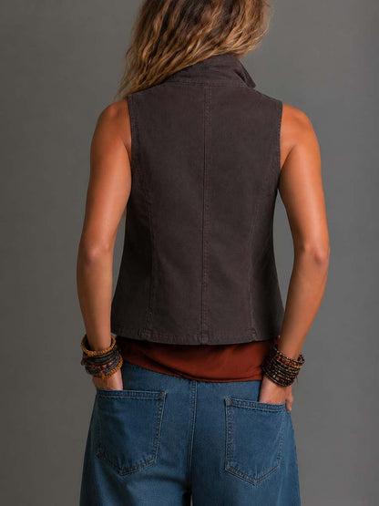 Boho Floral Patchwork Button-Front Vest