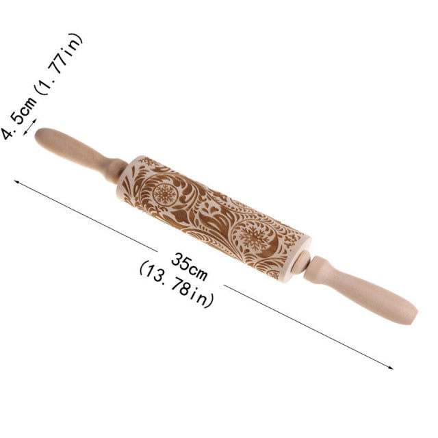 Christmas Wooden Rolling Pin