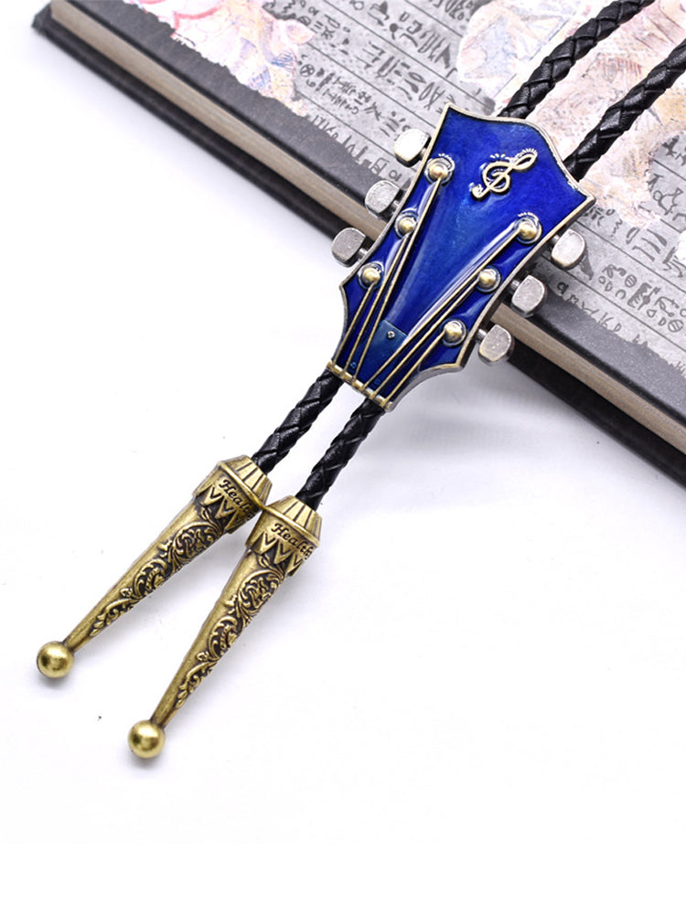 Guitar Instrument Genuine Leather Polo Bow Tie