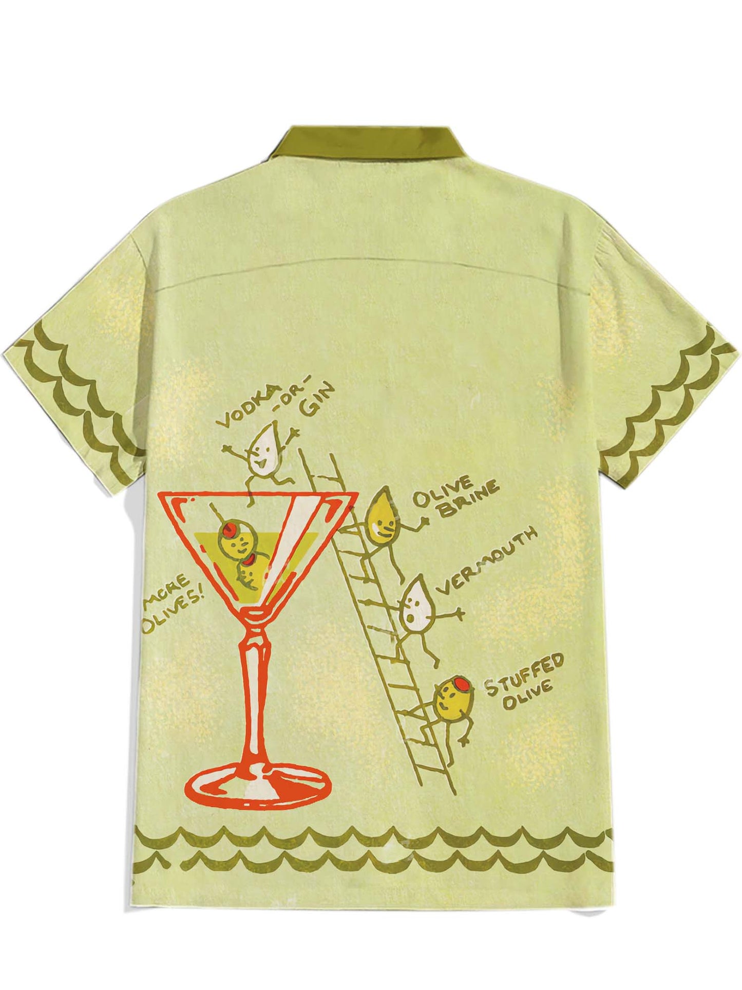 [Alison Coté ]Dirty Martini Cocktails - 100% Cotton Cuban collar Shirt
