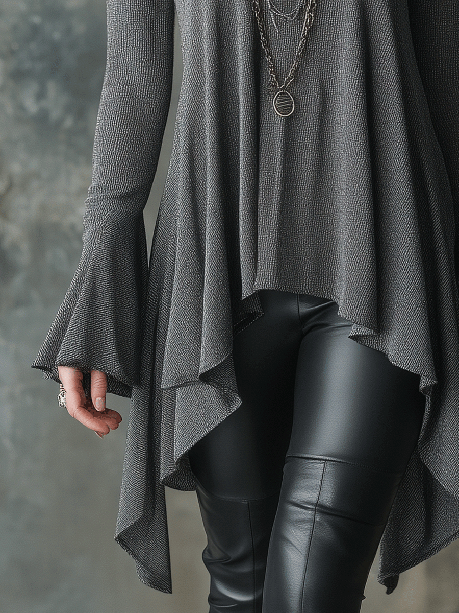 Relaxed Fit Bohemian Asymmetric Hem Knit Top