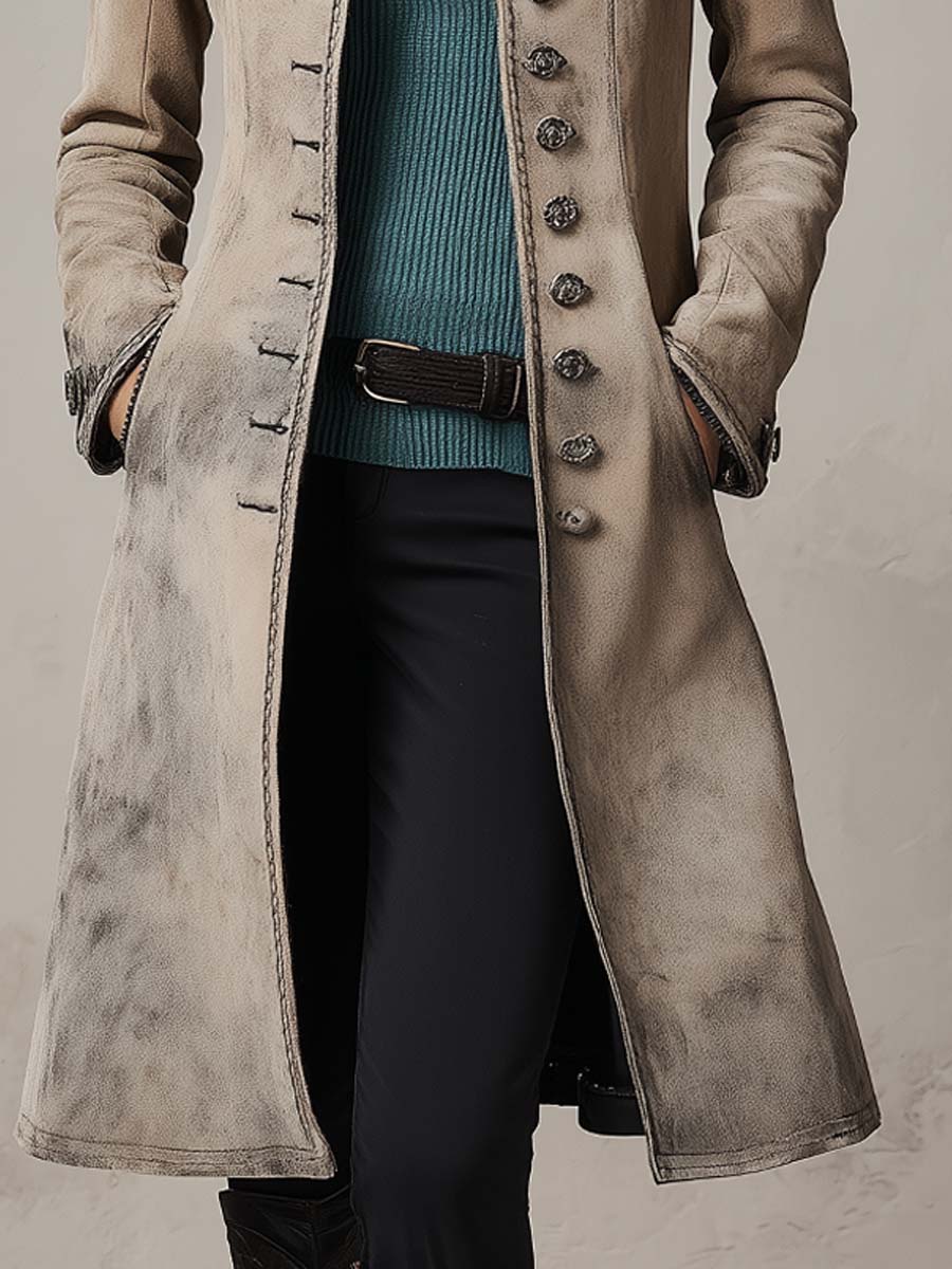 Vintage Distressed Polyester Suede Jacket