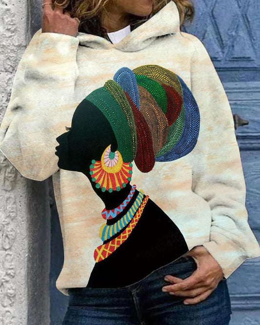 Colorful African Mom Long Sleeves Hoodie